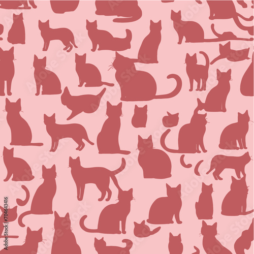Seamless pattern with cats, vector