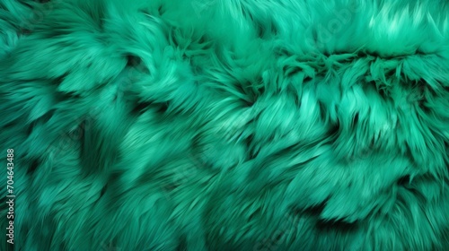 Close-up of a vibrant green texture of soft fur with various shades of emerald. Dyed animal fur. Concept is Softness, Comfort and Luxury. Can be used as Background, Fashion, Textile, Interior Design