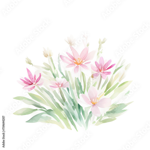 spring flowers watercolor illustration sketch isolated no background