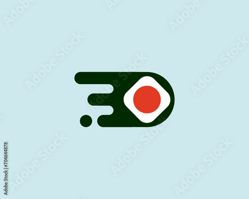 Sushi delivery minimalist logotype. Japanese food takeout logo concept. Creative roll seafood vector logo.