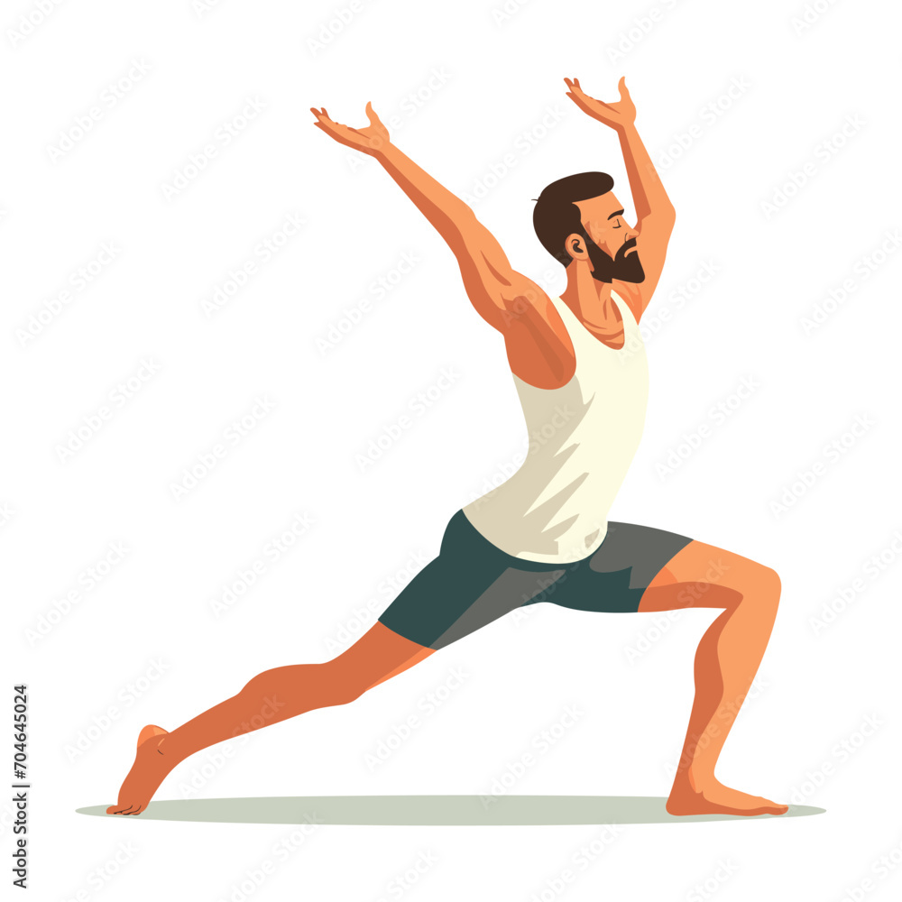 Obraz premium Man doing yoga, on a white background, flat illustration