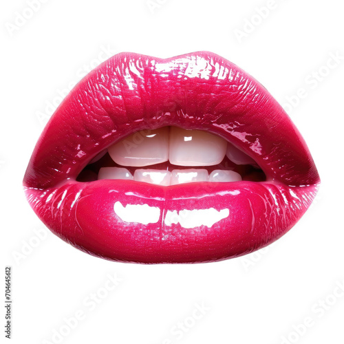 Glossy Pink Lips Isolated on white Background