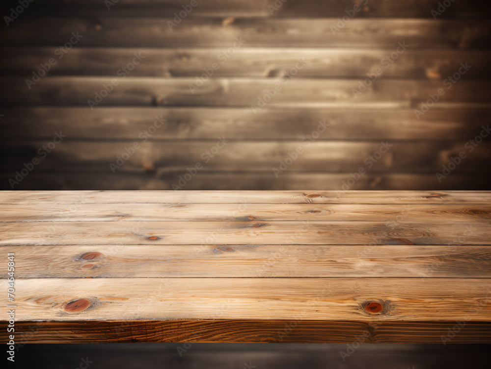 Rustic wooden table against blurred background Rustic wooden table against blurred background