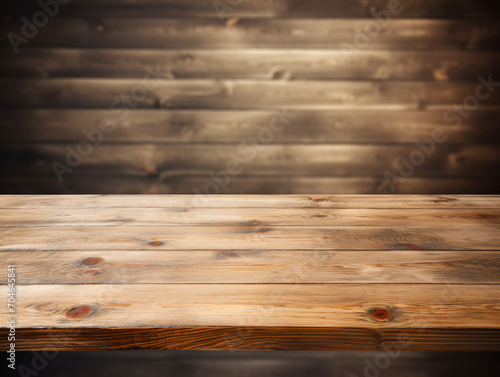 Rustic wooden table against blurred background