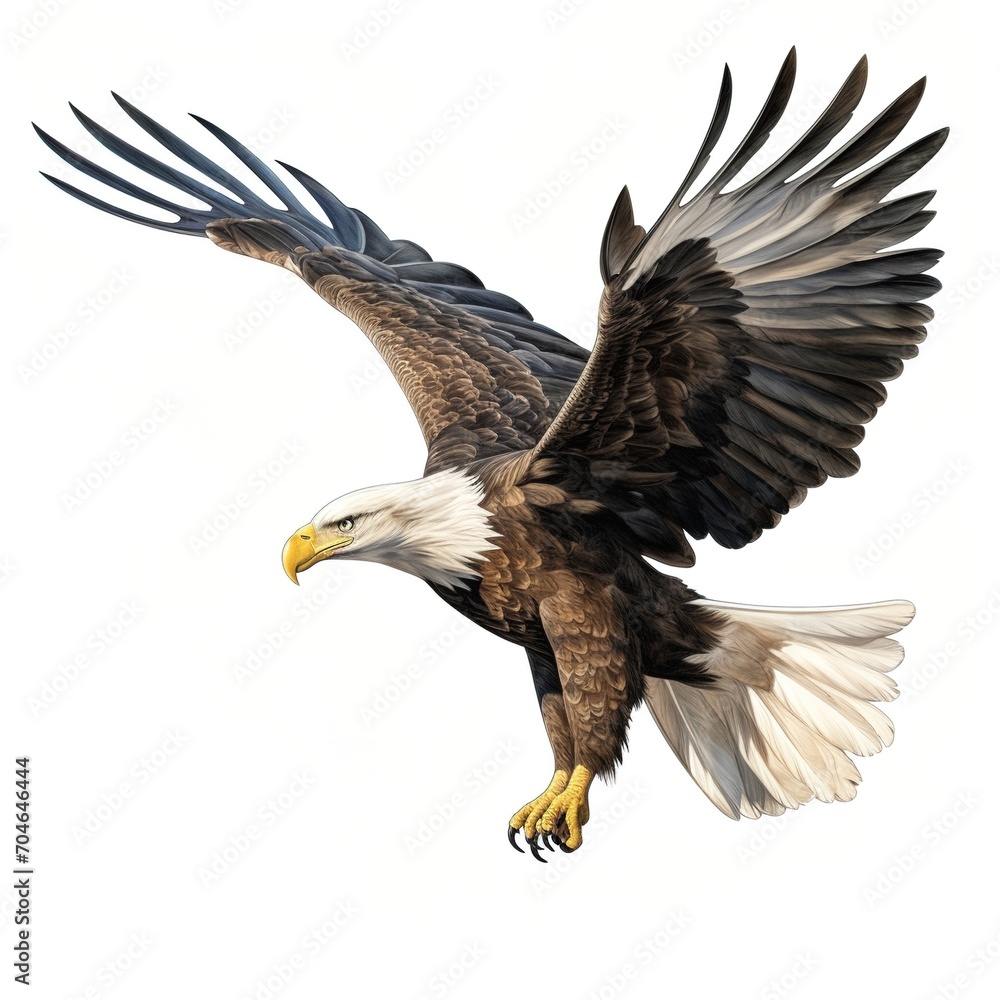 Obraz premium A majestic bald eagle soars through the sky