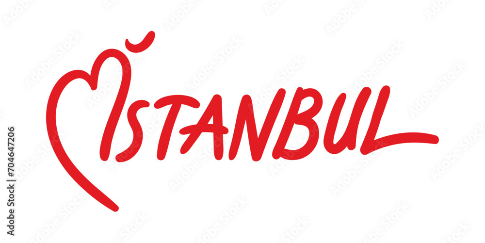 hearted istanbul handwriting design vector