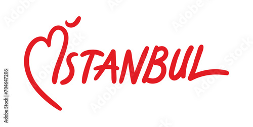 hearted istanbul handwriting design vector