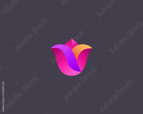 Abstract flower bright gradient logo. Universal beauty salon cosmetics spa logotype. Creative resort orangery boutique vector sign.