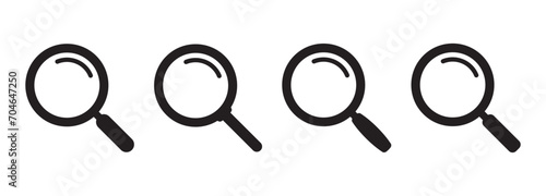 Magnifying glass icon, vector magnifier or loupe sign. Web search icon.