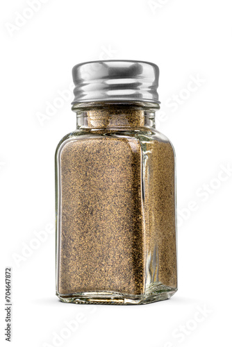 Black pepper shaker isolated. Transparent PNG image. photo
