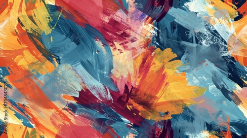  an abstract painting of multicolored paint splattered on a white background with red  yellow  blue  and orange colors.