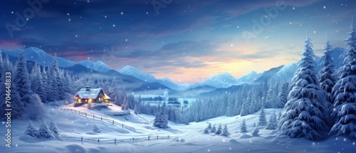 Christmas night background in Christmas and New Year, digital illustration, festive atmosphere.