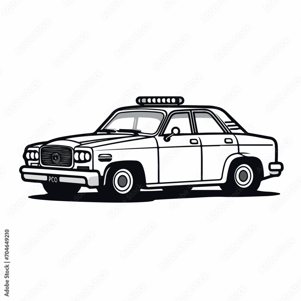 POLICE CAR  in cartoon, doodle style. Isolated 2d vector illustration in logo, icon, sketch style, Eps 10. AI Generative