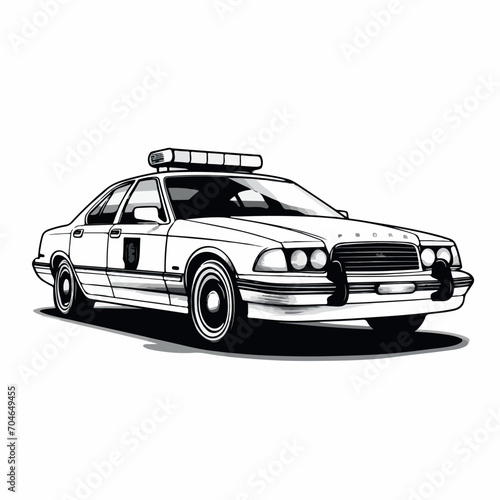 POLICE CAR  in cartoon, doodle style. Isolated 2d vector illustration in logo, icon, sketch style, Eps 10. AI Generative