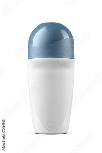 White plastic roll on antiperspirant deodorant bottle isolated. Transparent PNG image.