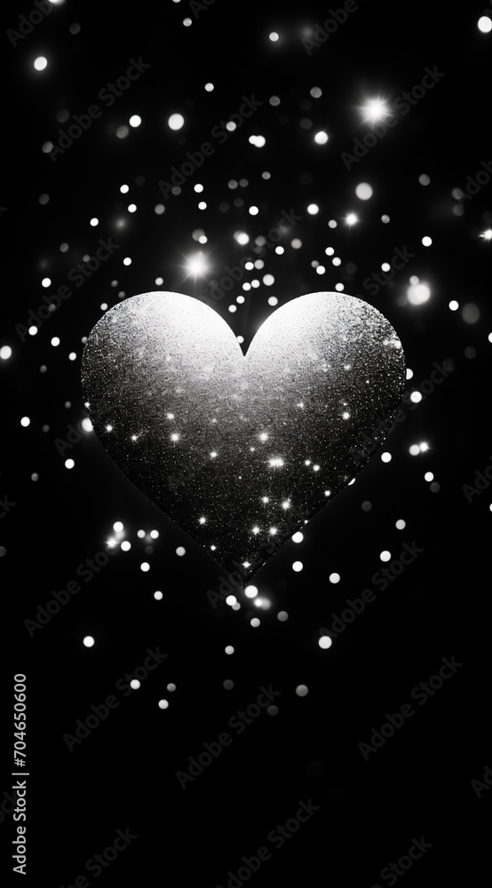 heart with diamond dust.Minimal creative Valentine's concept.Copy space,flat lay,top view.Generative AI heart with diamond dust.Minimal creative Valentine's concept.Copy space,flat lay,top view.Generative AI