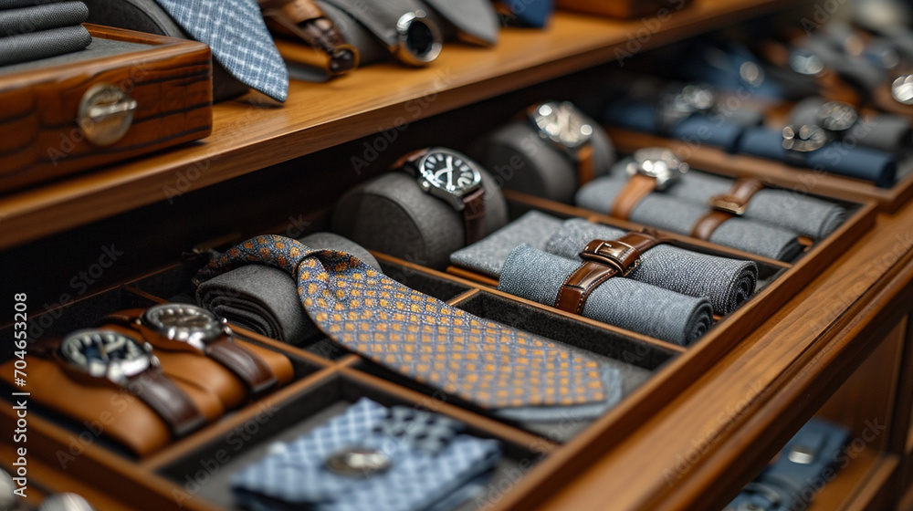 sample of elegant watches and ties for executives