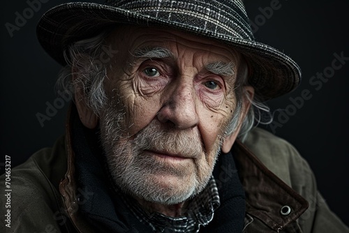 studio lighting portrait fashion  rule of thirds old man headshot high detail