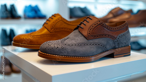 elegant men's shoes displayed in a shoe store