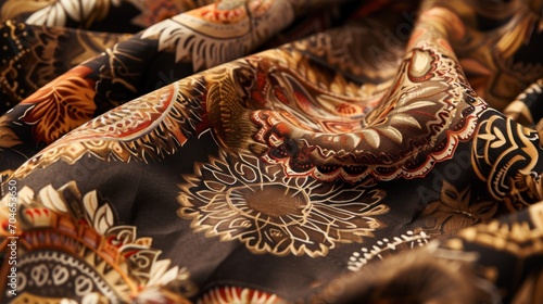  a close up of a cloth with a design on it and a pattern on the bottom of the fabric and the bottom of the fabric.