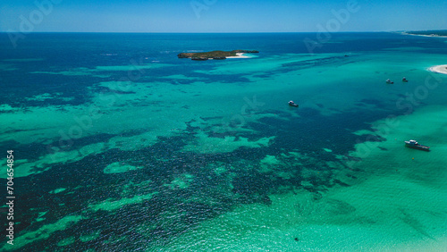 Beautiful aerial view of Indian Ocean - Beautiful turquoise ocean, coast side of Lancelin - Western Australia.