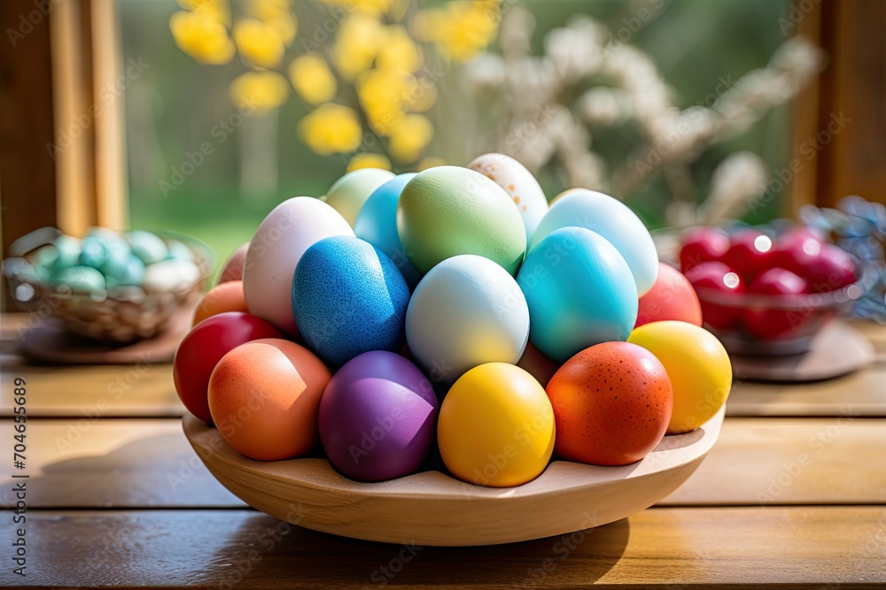 easter eggs in a basket