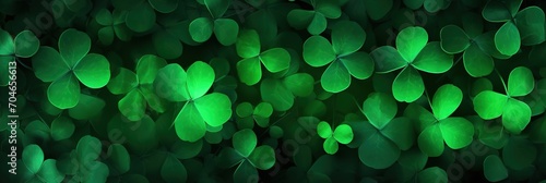 banner Green background for st Patricks day with lot of clover shamrocks