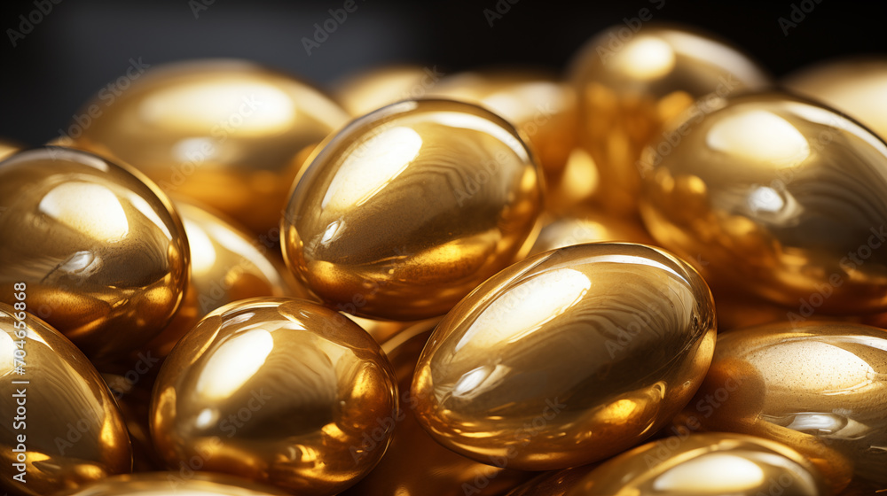 Close up of luxary golden metal eggs Close up of luxary golden metal eggs