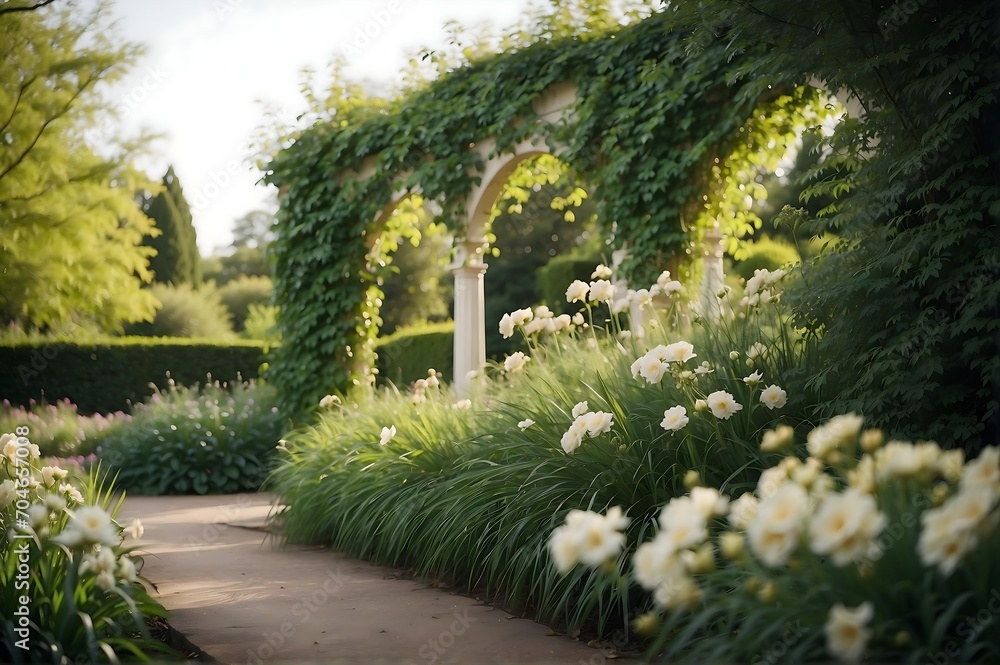 Obraz premium Enchanting Wonderland, A Breathtaking Oasis Flourishing With an Abundance of Ivory Blossoms