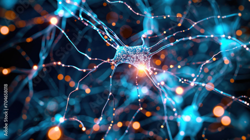 Abstract image of neurons, nerve cells - process of thinking concept photo