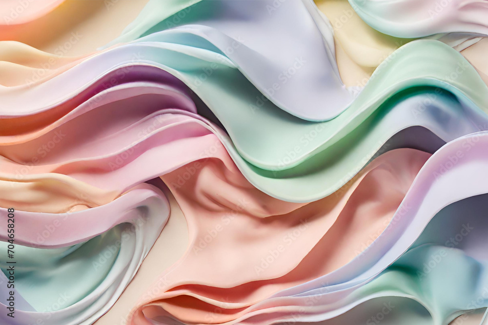 Flowing waves of pastel colors blending seamlessly, pastel color cream waves background, cream pastel color background