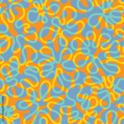 Seamless retro mod psychedelic design. Abstract tropical pattern for backgrounds, fabric design, wrapping paper.  Vector illustration.