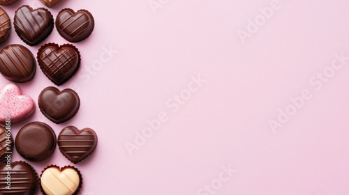 Wallpaper Mural Chocolate hearts on pink background. Valentine's day background. Top view. Torontodigital.ca
