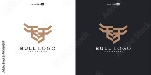 bull, angus cow bison buffalo head premium logo design. Creative bull horns