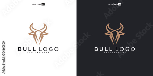 bull, angus cow bison buffalo head premium logo design. Creative bull horns