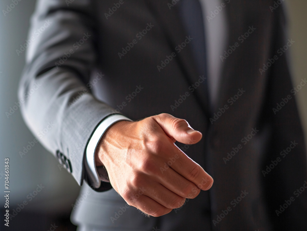 Business person reaching to shake hands.  Corporate concept.