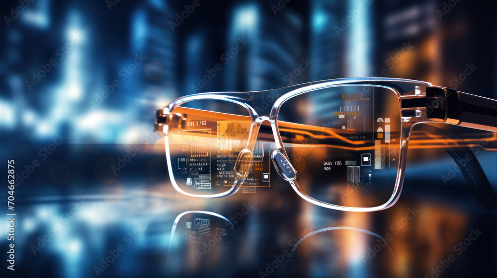 Artificial intelligence AI in Healthcare. Pair of digital eyeglasses