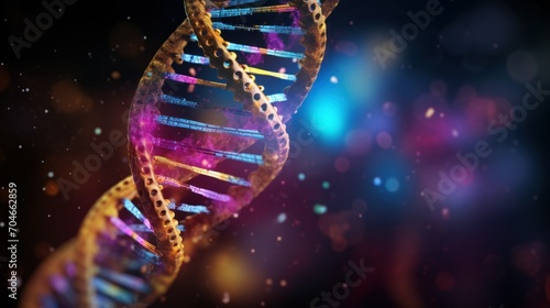 Artificial intelligence AI in Healthcare. DNA double helix intertwined with digital AI elements, highlighting the role of AI in genetic research and personalized medicine photo