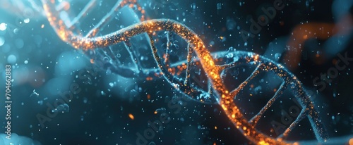 Artificial intelligence AI in Healthcare. DNA double helix intertwined with digital AI elements, highlighting the role of AI in genetic research and personalized medicine