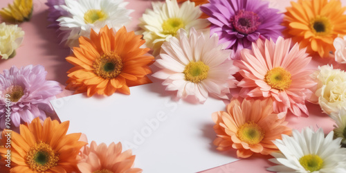 Gerbera flowers and empty space. Mothers Day  Valentines Day  birthday concept. Greeting card.