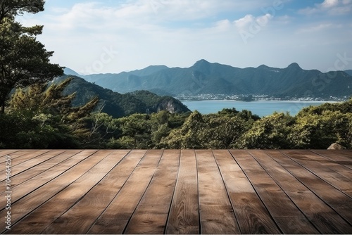 Wooden deck overlooking a beautiful landscape
