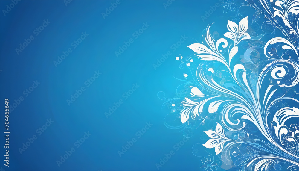 Illustration blue background with floral motif abstract patterns for Presentations marketing, decks, ads, books covers, Digital interfaces, print design templates material, wedding invitations
