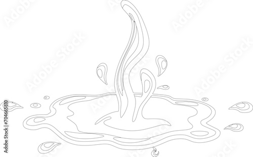 Water spill line vector illustration isolated on transparent background