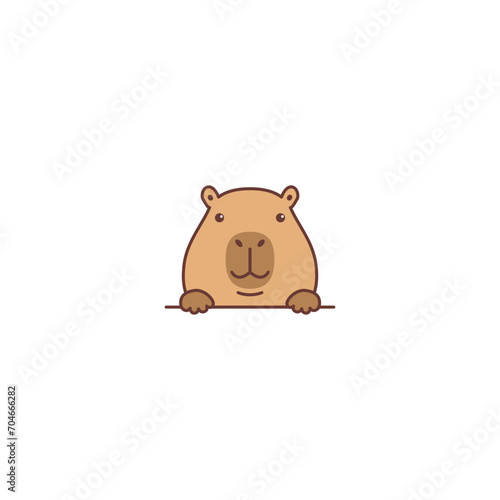 Cute capybara peeking cartoon, vector illustration