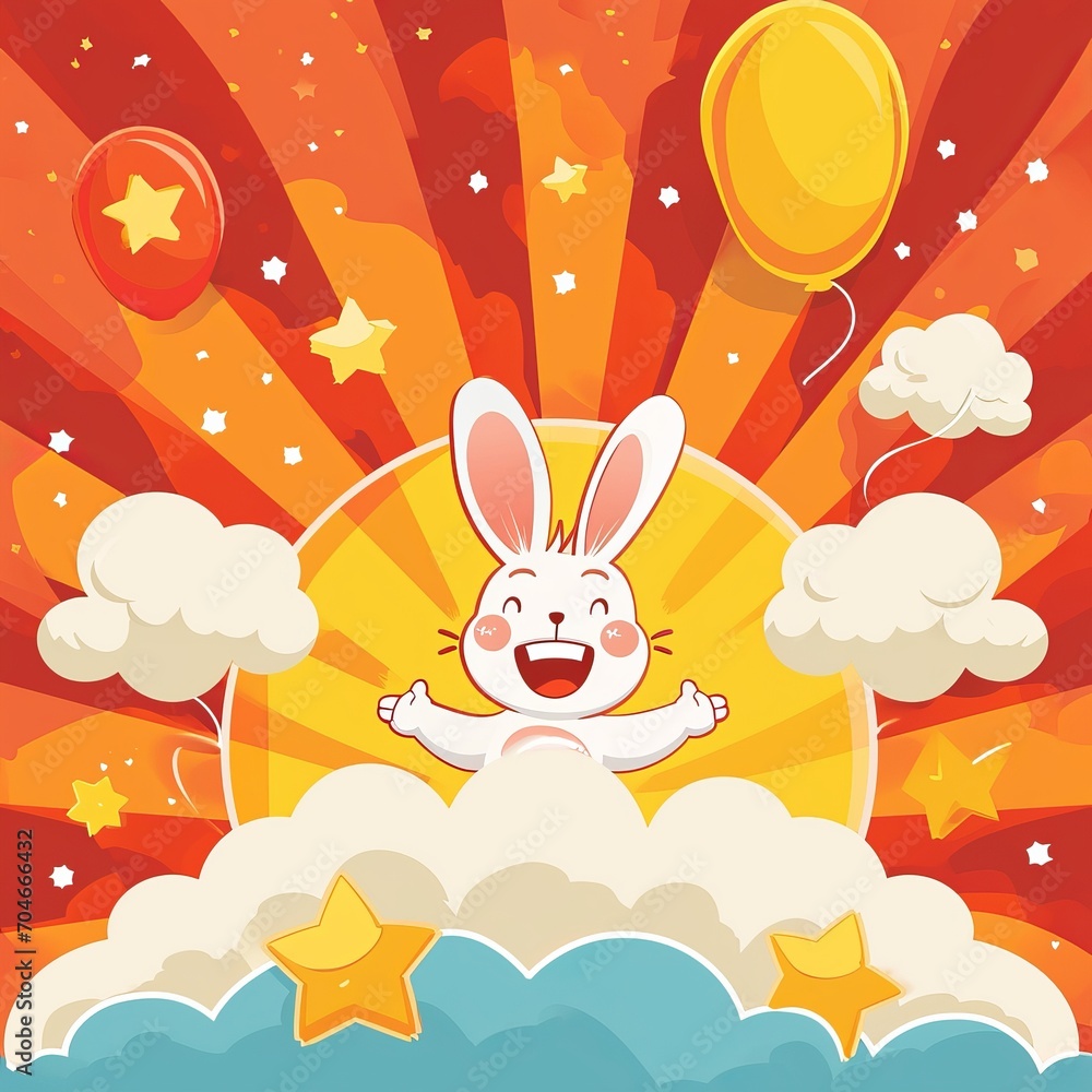 Comic Happy Easter cartoon cloud in pop art style. Holiday illustration Comic Happy Easter cartoon cloud in pop art style. Holiday illustration