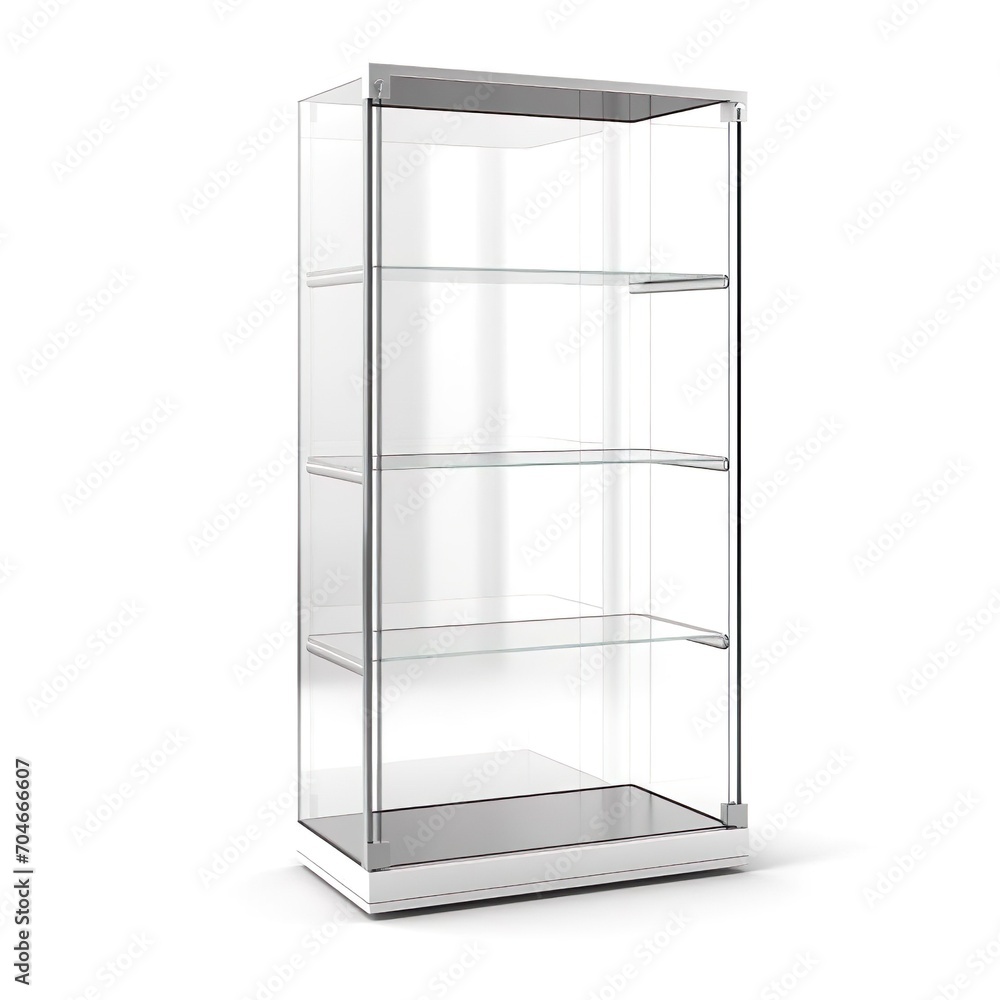 White empty vertical product display case. White empty vertical product display case.