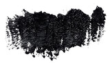 Swatch of black smudged acrylic paint isolated on white background
