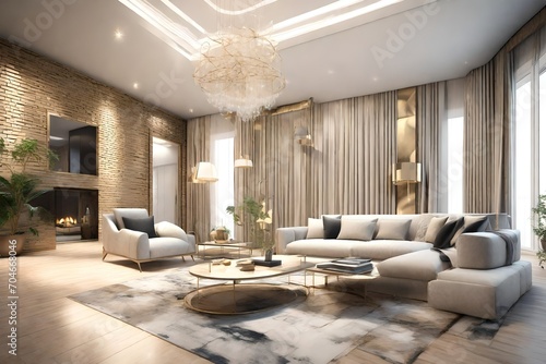 modern living room with fireplace © Sardar
