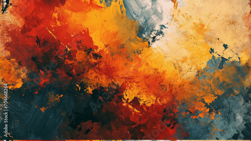 Abstract fiery watercolor, vibrant orange and blue splashes, artistic background, colorful abstract painting, dynamic brush strokes, creative explosion design, warm and cool contrast.