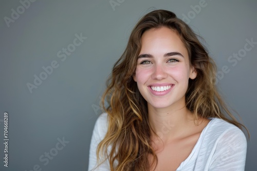 Casual European woman with a charming smile